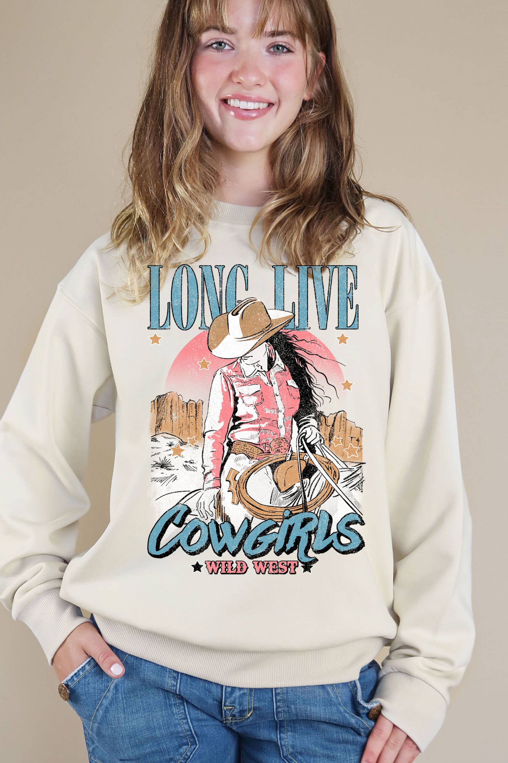 Long Live Cowgirls Graphic Brushed Sweatshirts