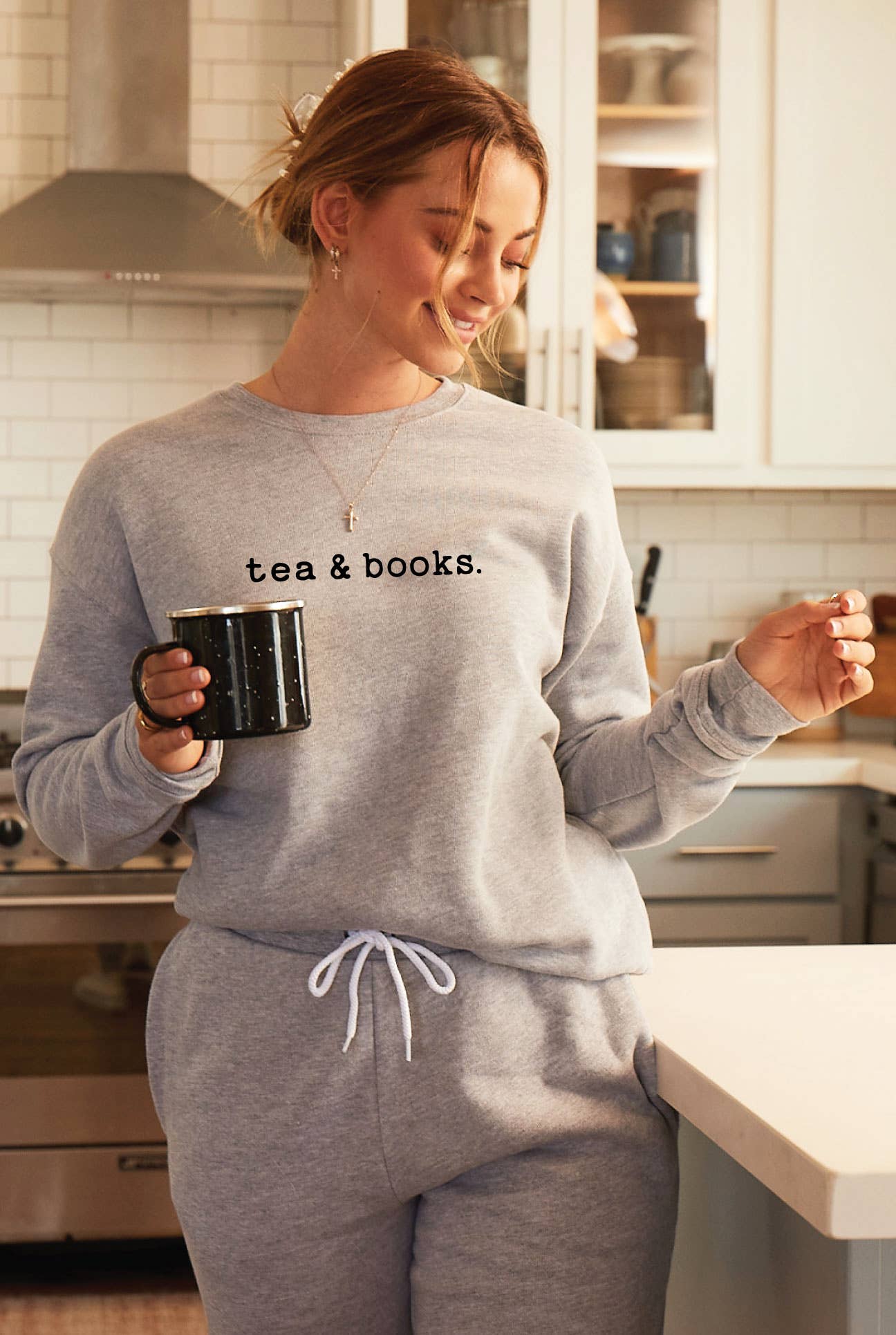 Tea and Books  Graphic Sweatshirt