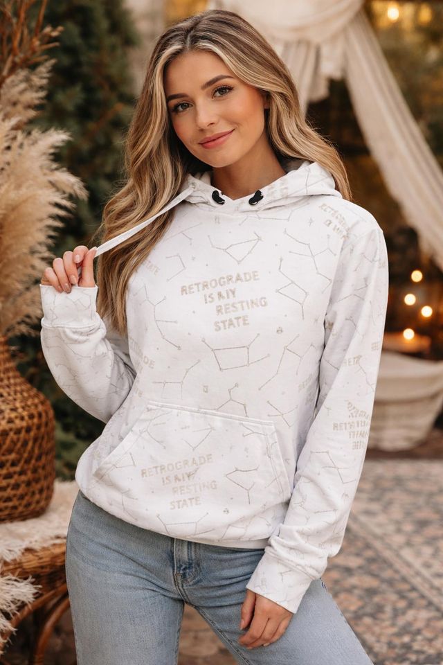 Constellation Hoodie-All-Over Print Astrology Sweatshirt-Zodiac Star Map Hoodie-Celestial Gift For Her or Him