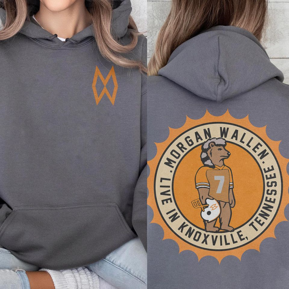 Wallen Western One Night At A Time Neyland Stadium Concert Knoxville TN Hoodie Charcoal - Remake - True To Size