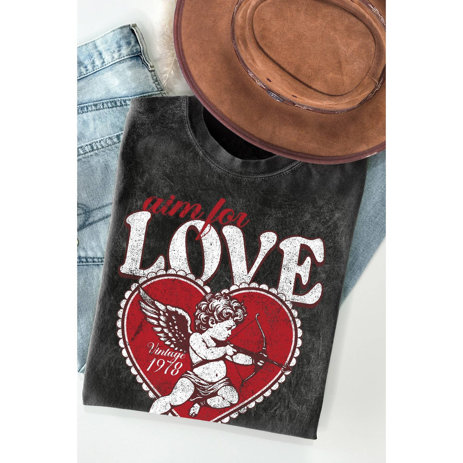 Cupid Aim For Love Mineral Wash T Shirt