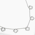 Cz Gold-Dipped Clover Outlined Rhinestone Necklace