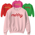 Merry Typography Glitter Logo Design Fleece Shirt