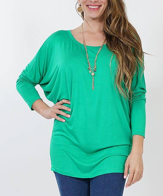 .._ SI-6187 Plus Size Dolman Tunic