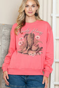 Women Cowgirl Graphic Print Solid Pullover Sweater