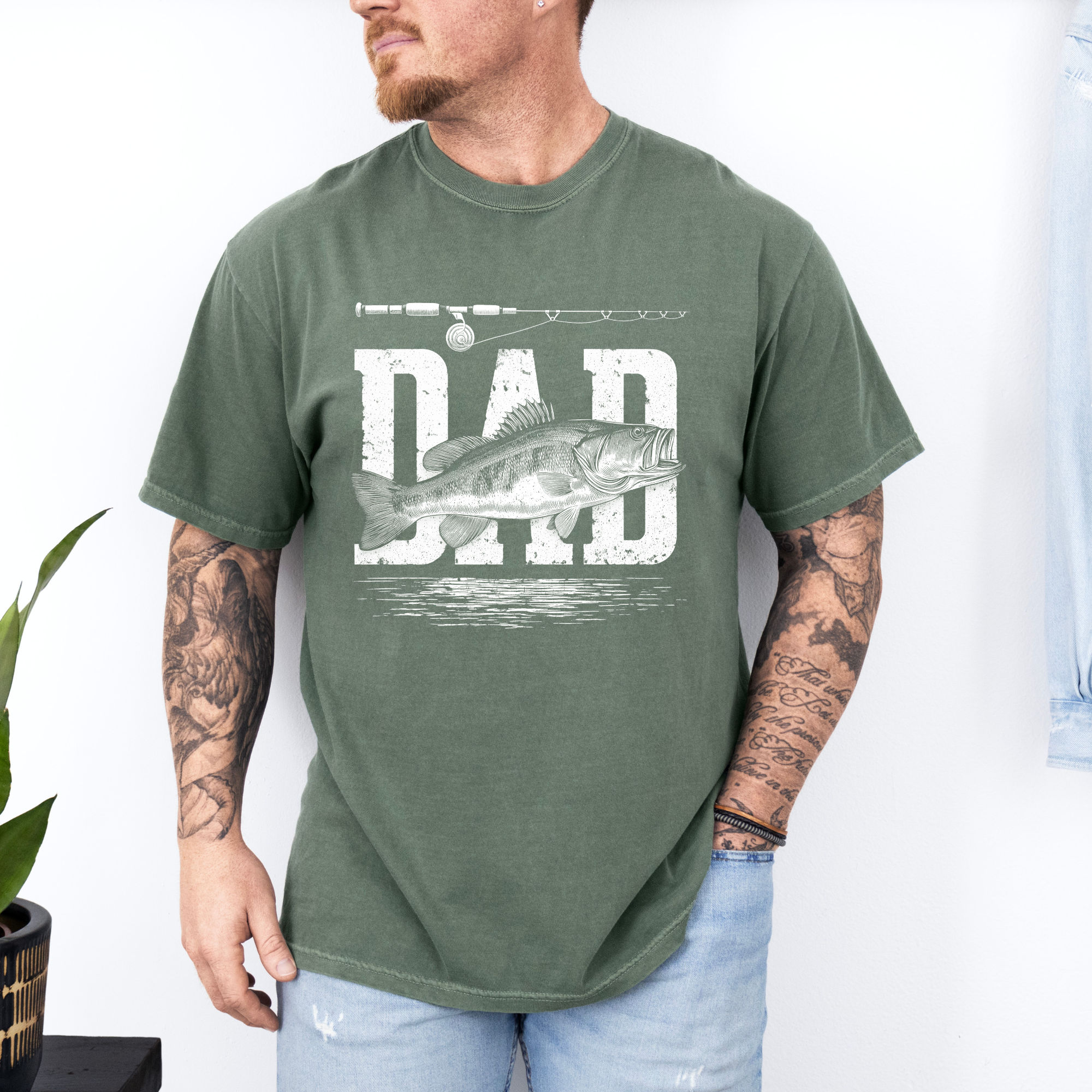 Fathers Day: Fishing Dad On Moss Comfort Colors