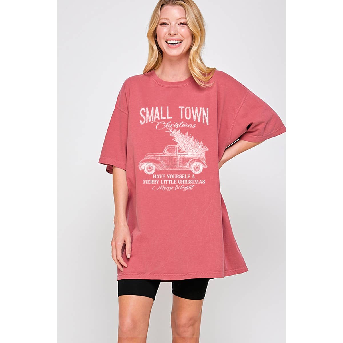 Christmas Graphic Tee, Oversized Women's T-Shirt