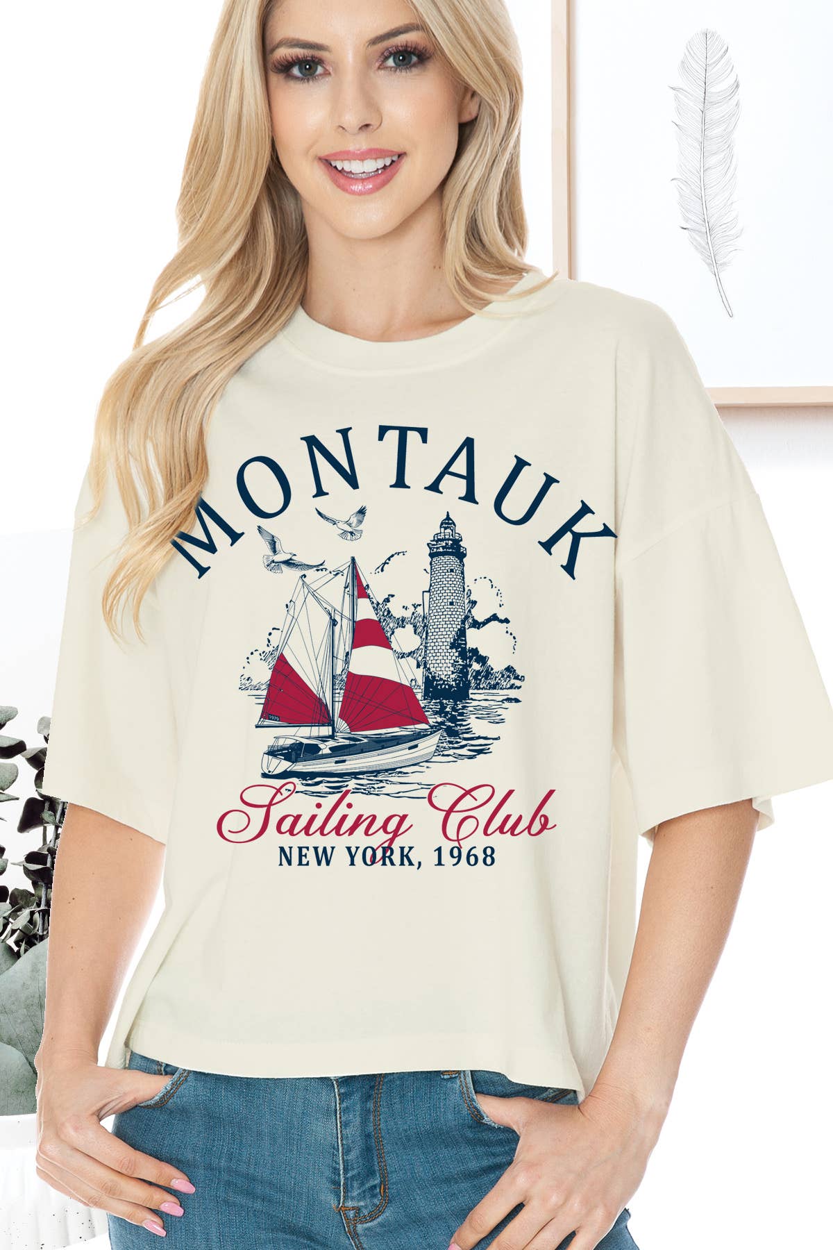 Women Montauk Graphic Print Oversize Top