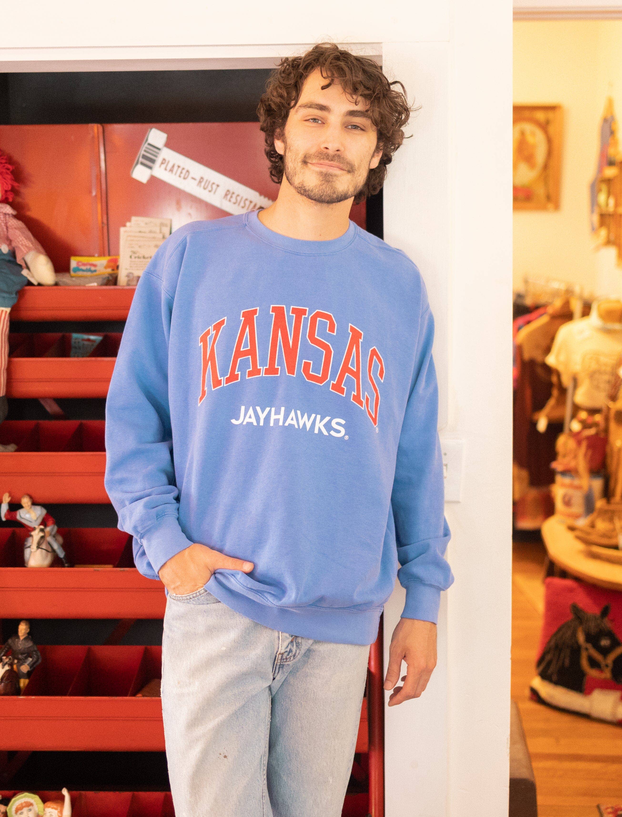 Ku Kansas Jayhawks Filled Gault Flo Blue Cc Sweatshirt
