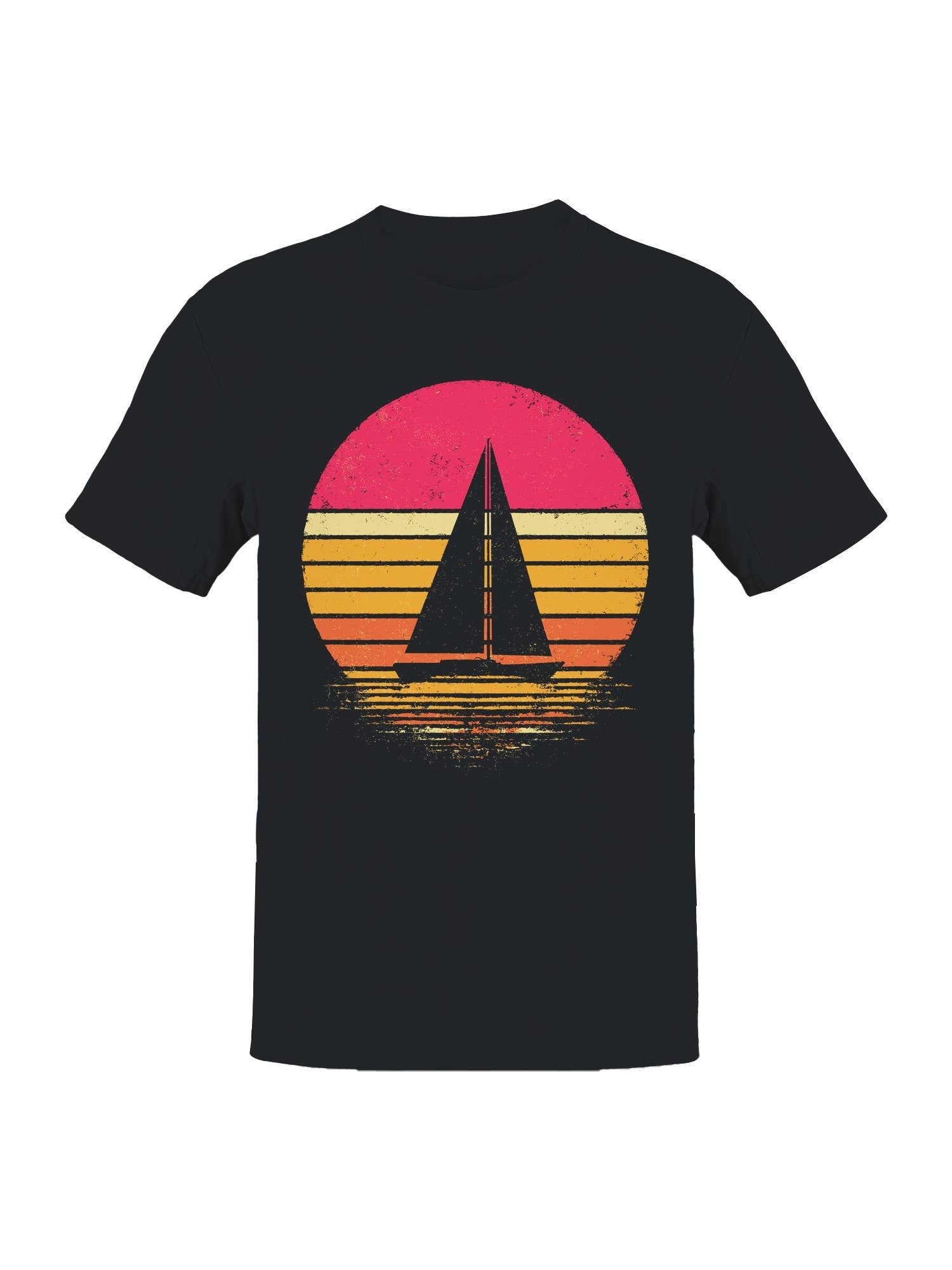 Vintage Sunset Sailboat Silhouette Men's T-Shirt