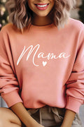 Mama Heart Puff Graphic Brushed Sweatshirts