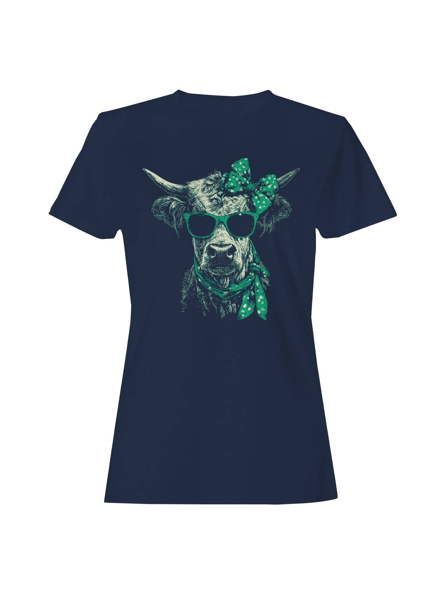 St. Patrick's Day Cool Cow with Shades and Bow Women's Tee