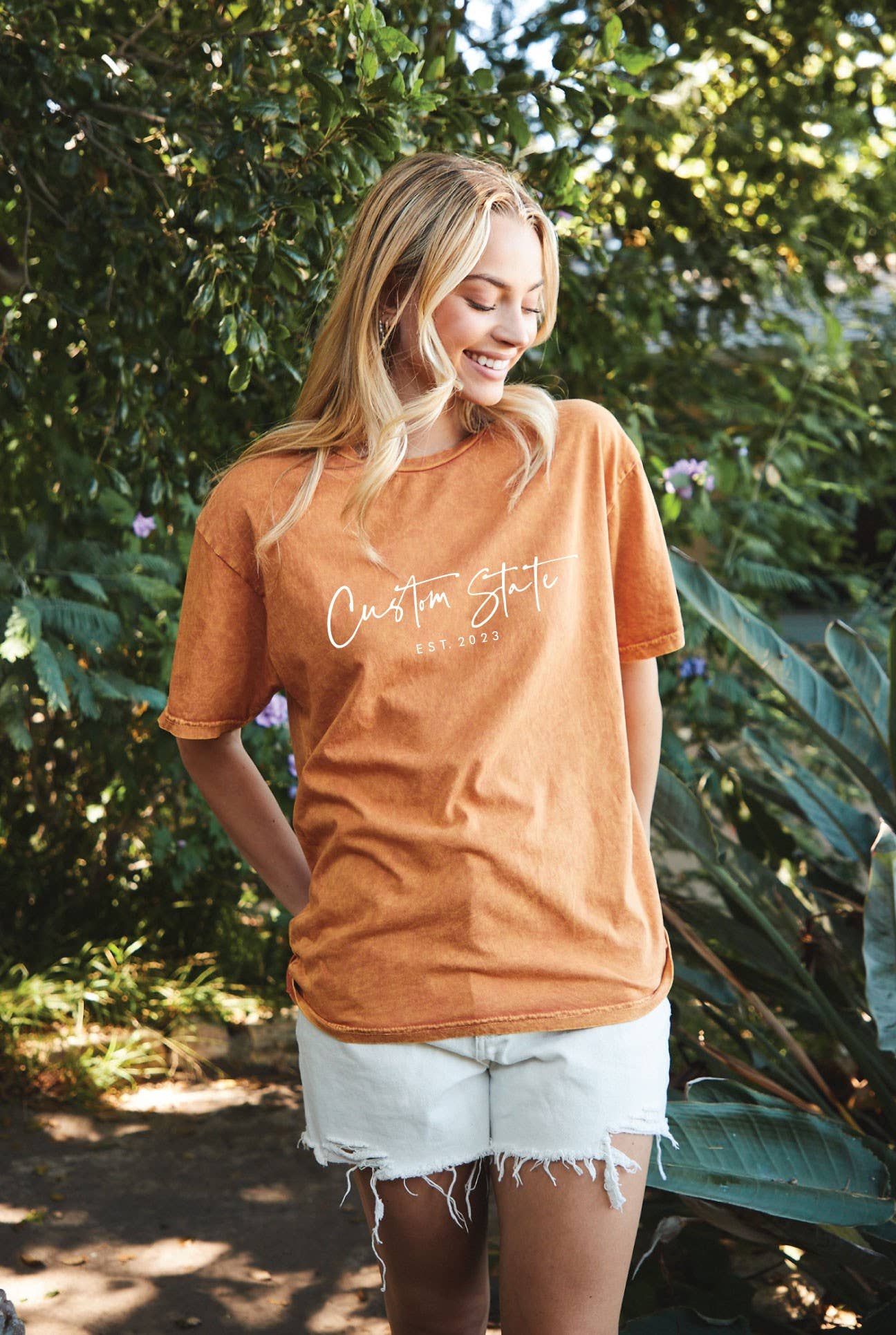 Custom State with Est. Graphic Mineral Washed Graphic Top