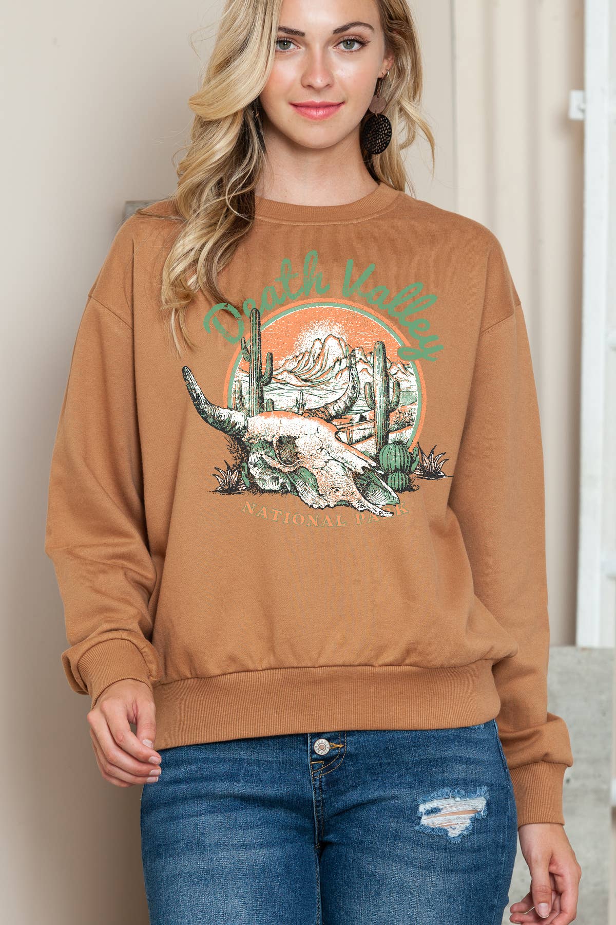 Women Death Valley Graphic Print Pullover Sweater