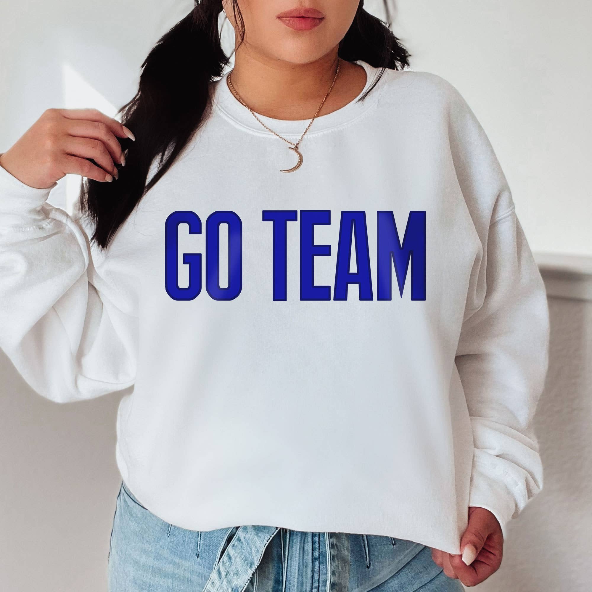 Go Team Crewneck Sweatshirt | Sports | Blue, Red & Green
