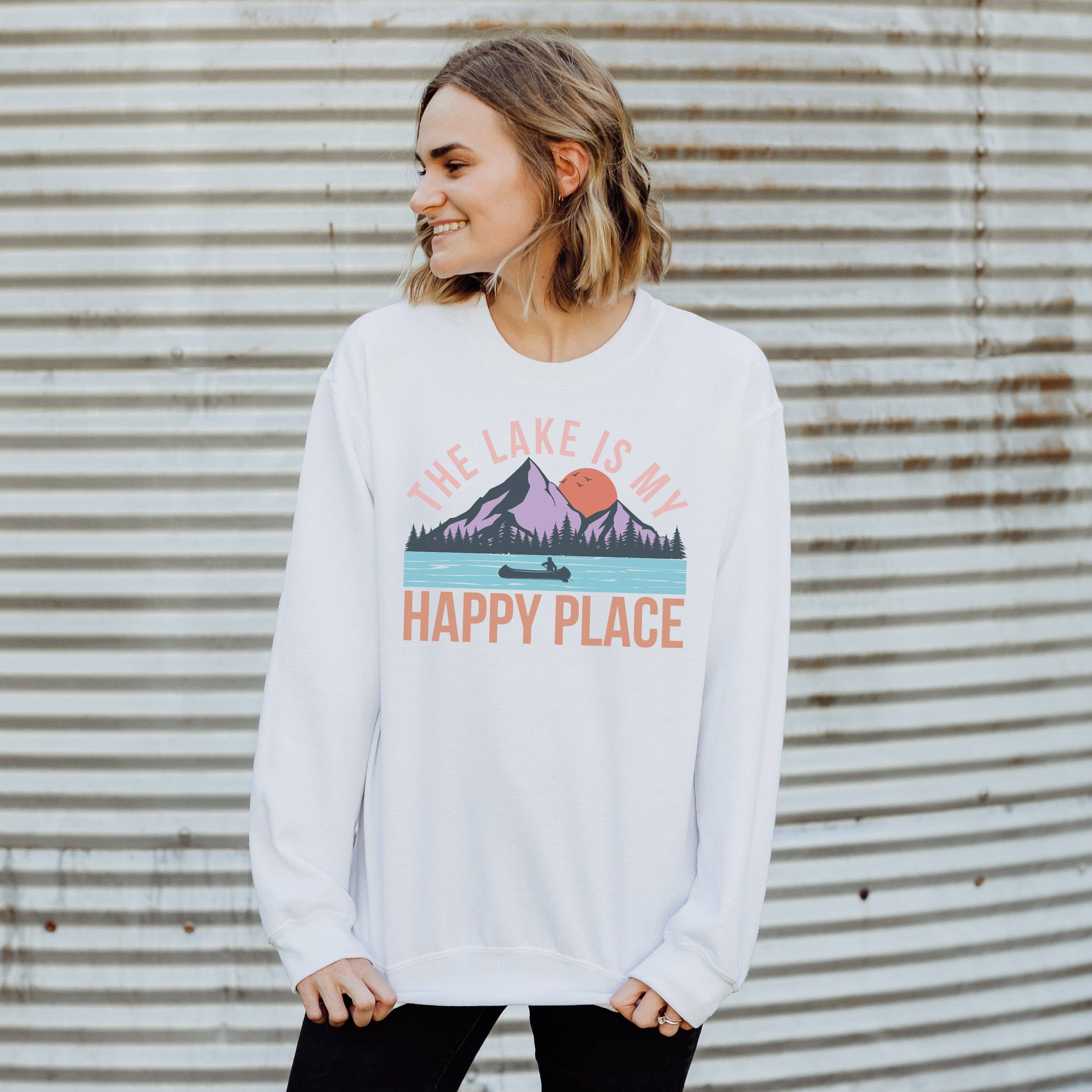 Lake Is My Happy Place Crewneck Sweatshirt | Sizes S-2XL