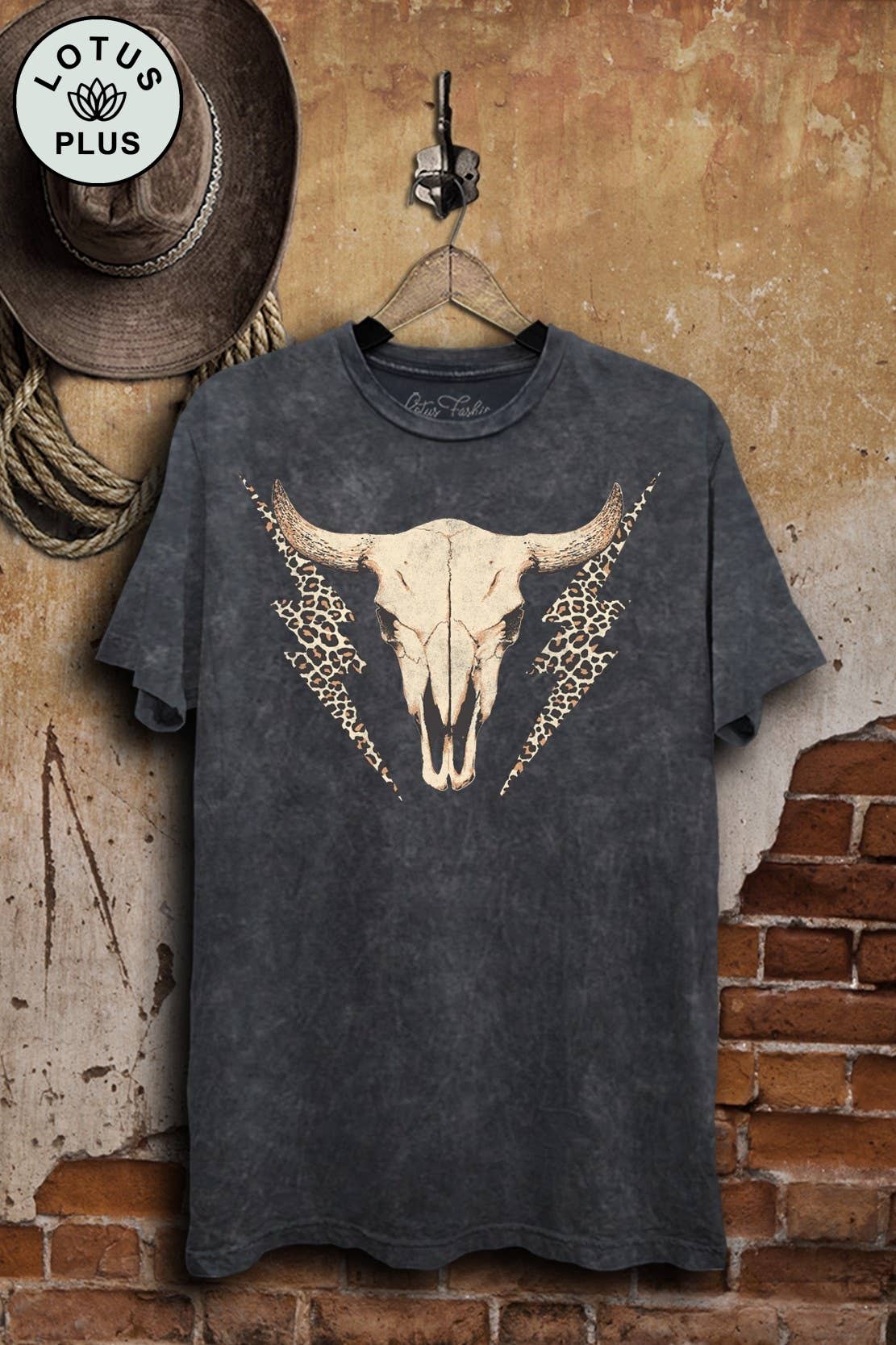 Cow Skull Thunderbolt Graphic Top