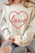 Love Heart Valentine's Graphic Brushed Sweatshirts