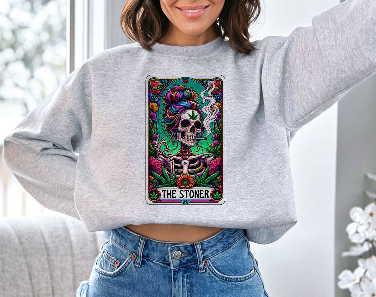 The Stoner Tarot Skeleton Cannabis -  Funny Weed Sweatshirt