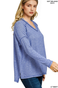 1014 Soft Melange Hacci Exposed Seam Hi Low Tee SI-28819