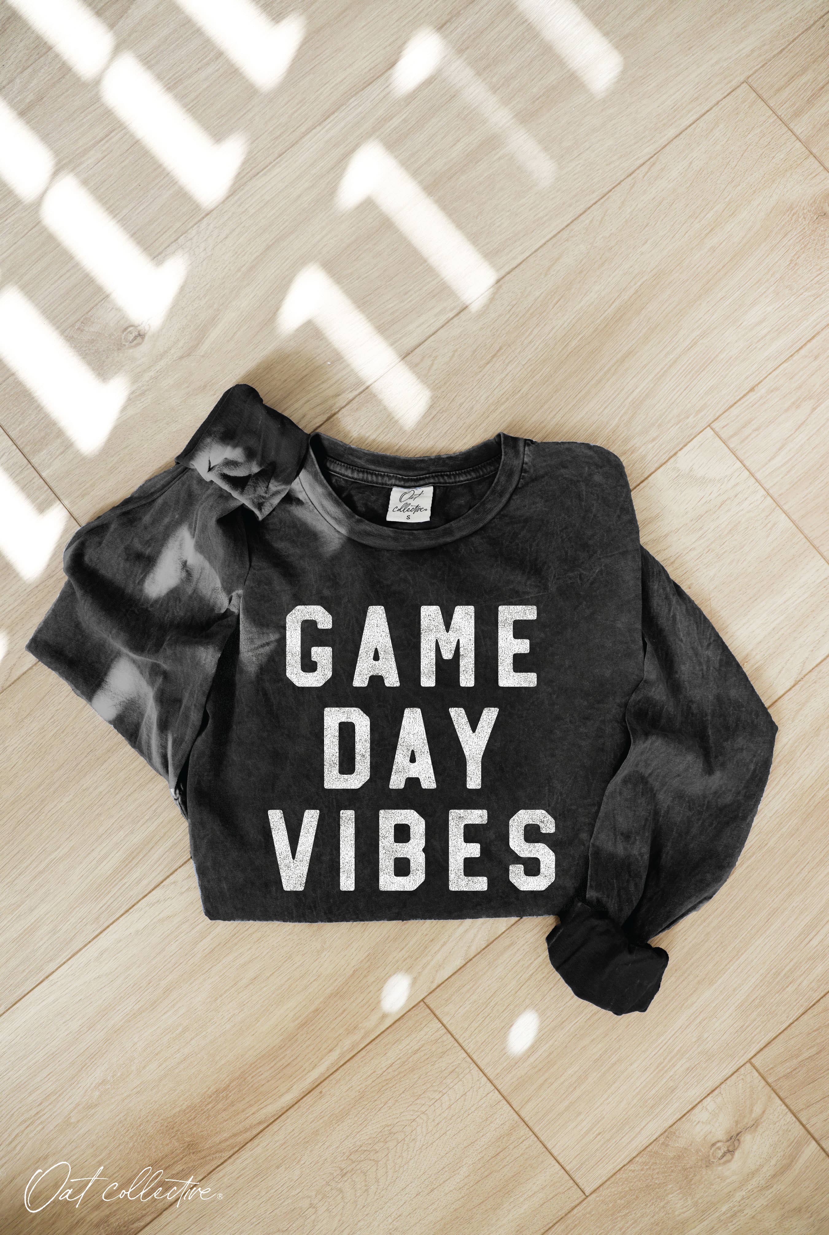 Game Day Vibes Mineral Washed Long Sleeve Graphic