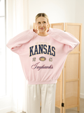 Ku Kansas Jayhawks Wave Arch Pink Thrifted Sweatshirt
