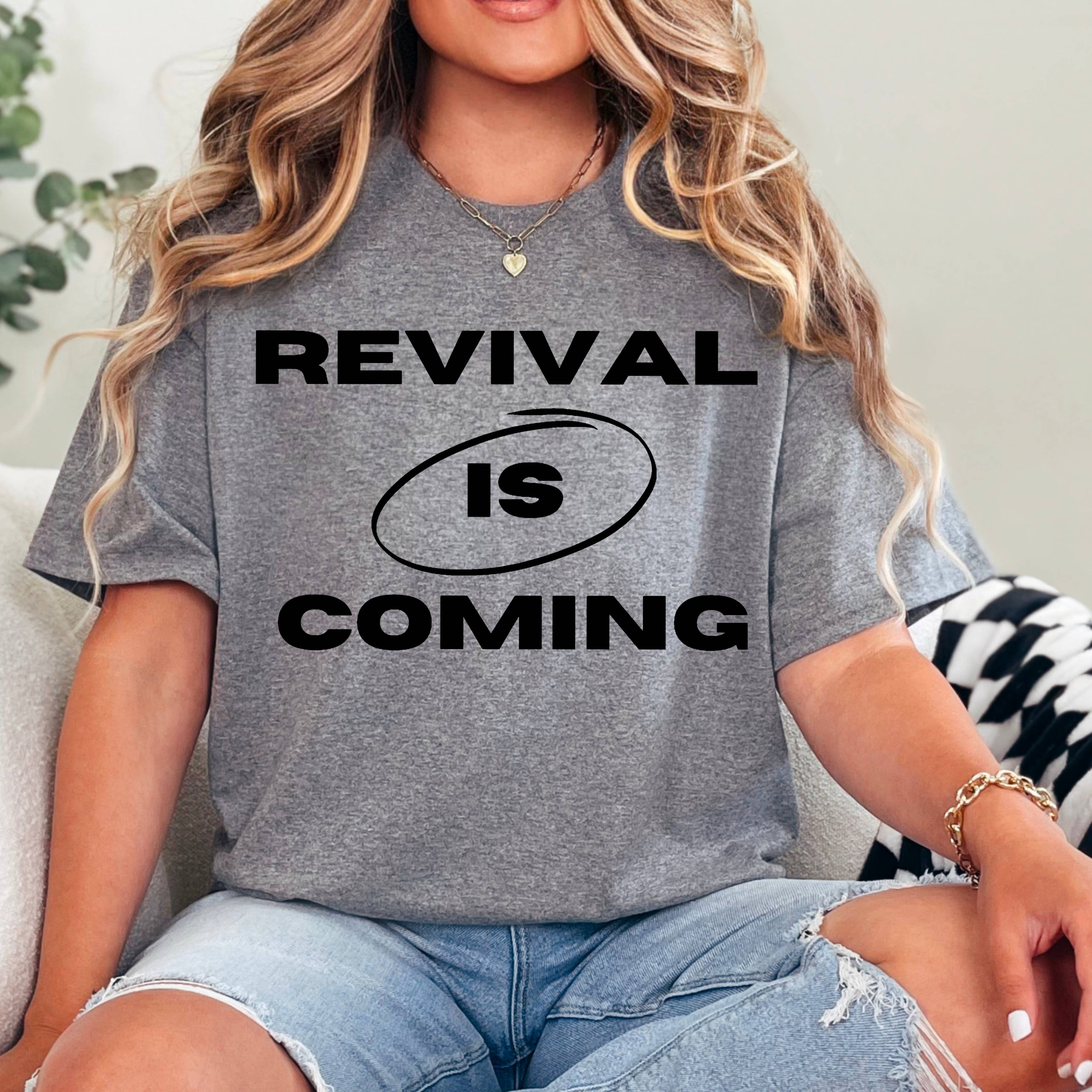 Revival Is Coming Christian Graphic Tee | Gildan