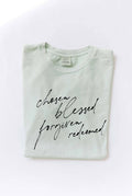 Chosen Blessed Forgiven Redeemed Mineral Washed Graphic Top