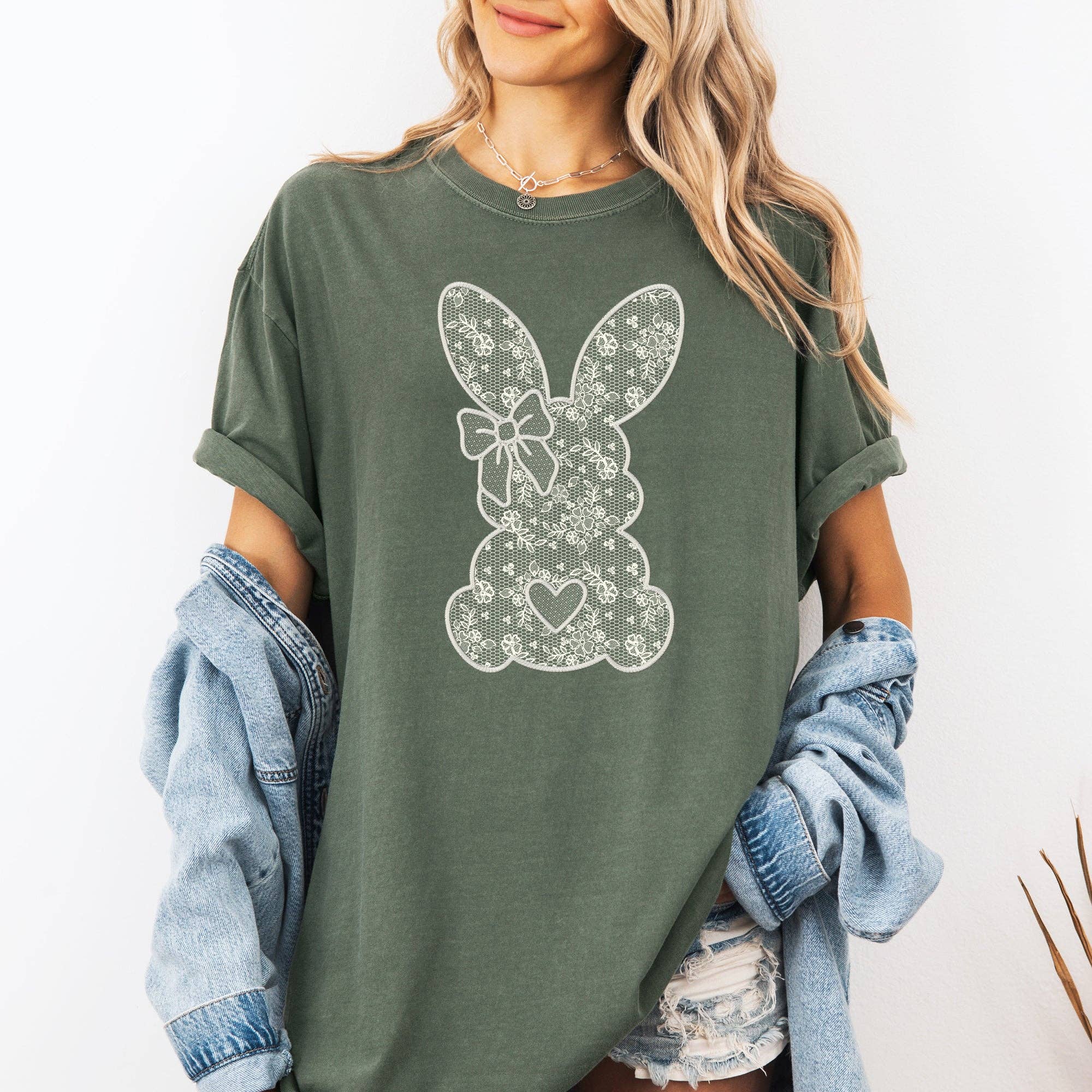 Faux Lace Bunny, Coquette, Easter Jesus, Rabbit Tshirt