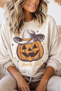Howdy Fall Pumpkin Graphic Brushed Sweatshirts
