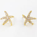 Cz Gold-Dipped Rhinestone Starfish Earring