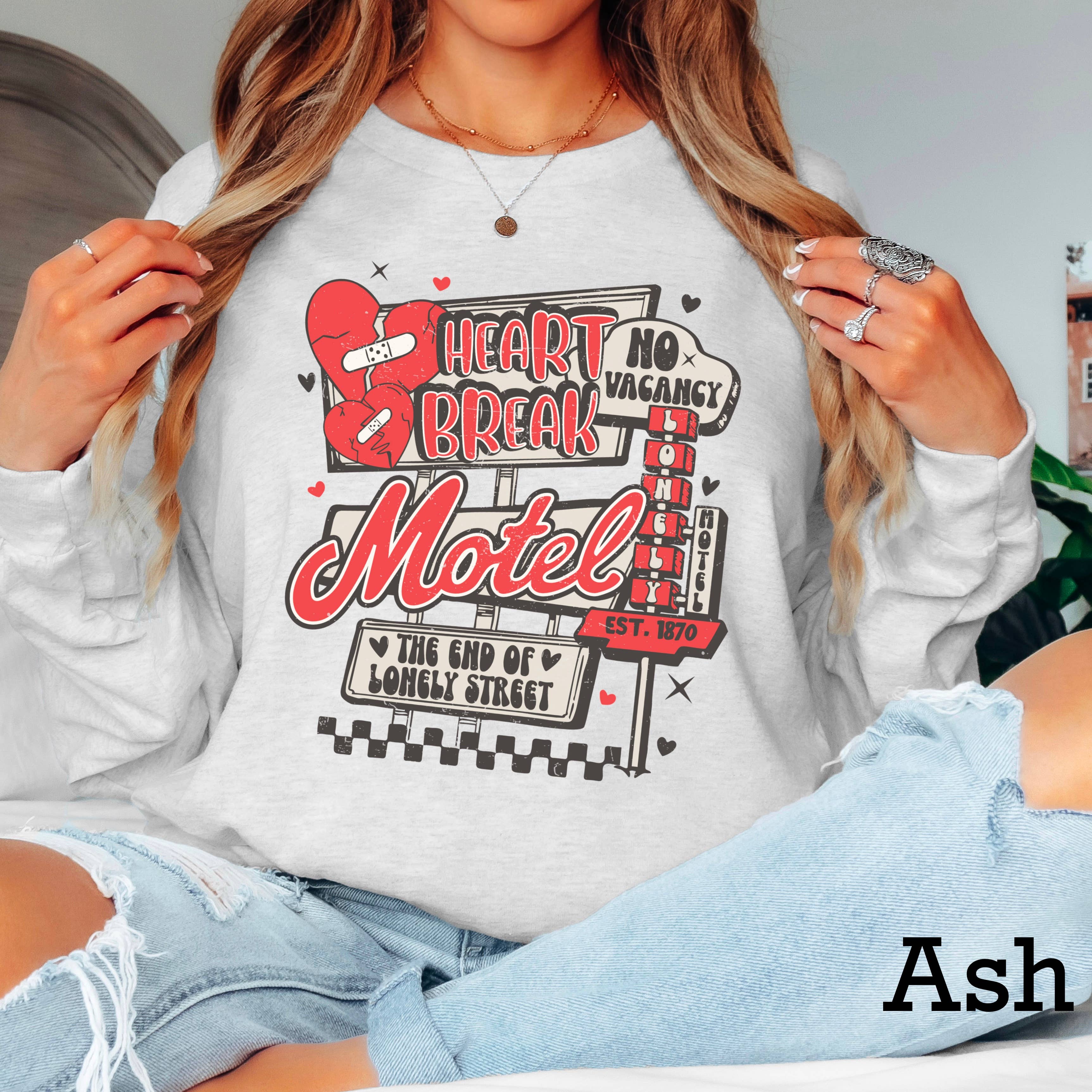 Heartbreak Motel Valentine’S Day Long Sleeve Shirt | Gildan
