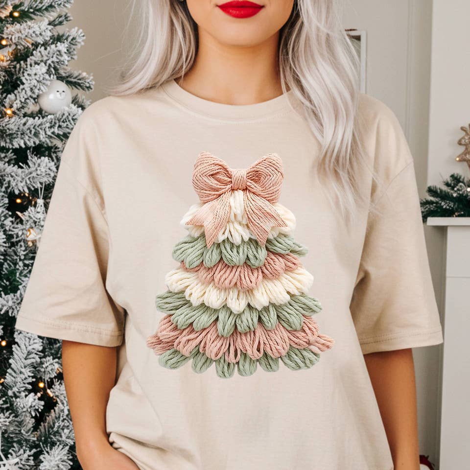Faux Latch Hook Pastel Tree Tee