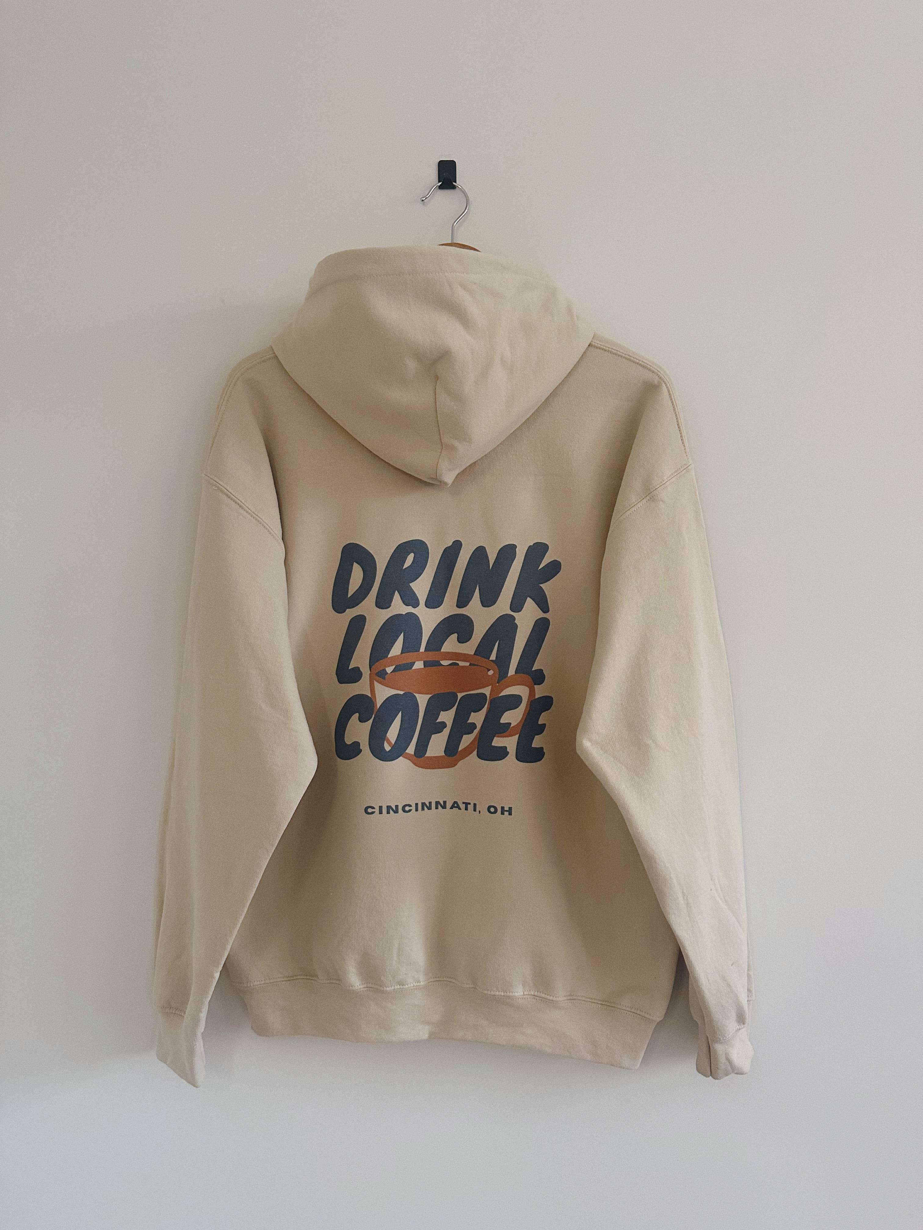 Drink Local Coffee Hoodie - Sand (Heavyweight)