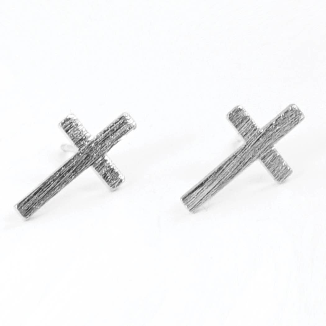 Gold-Dipped Brass Cross Earring