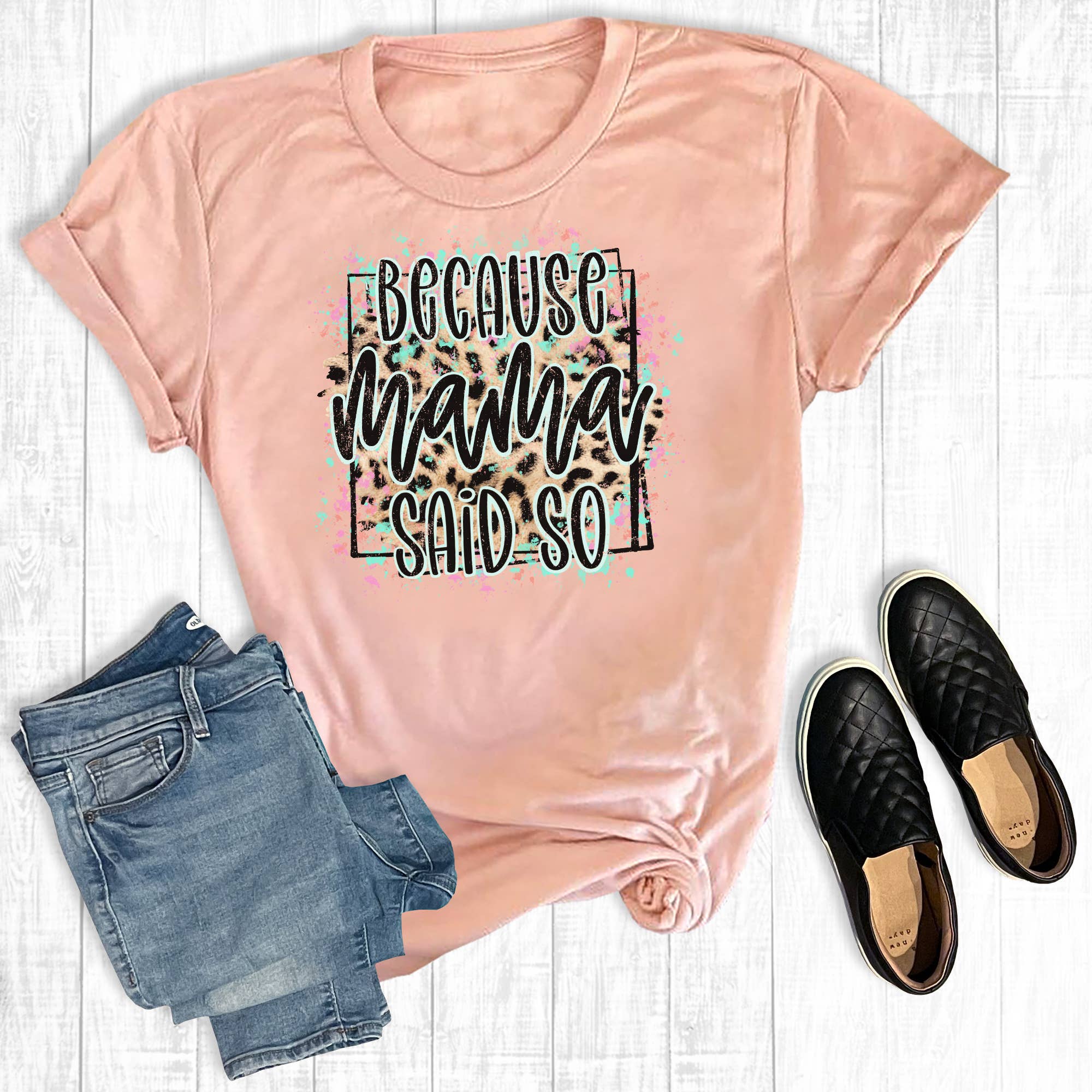 Leopard Because Mama Said So Peach