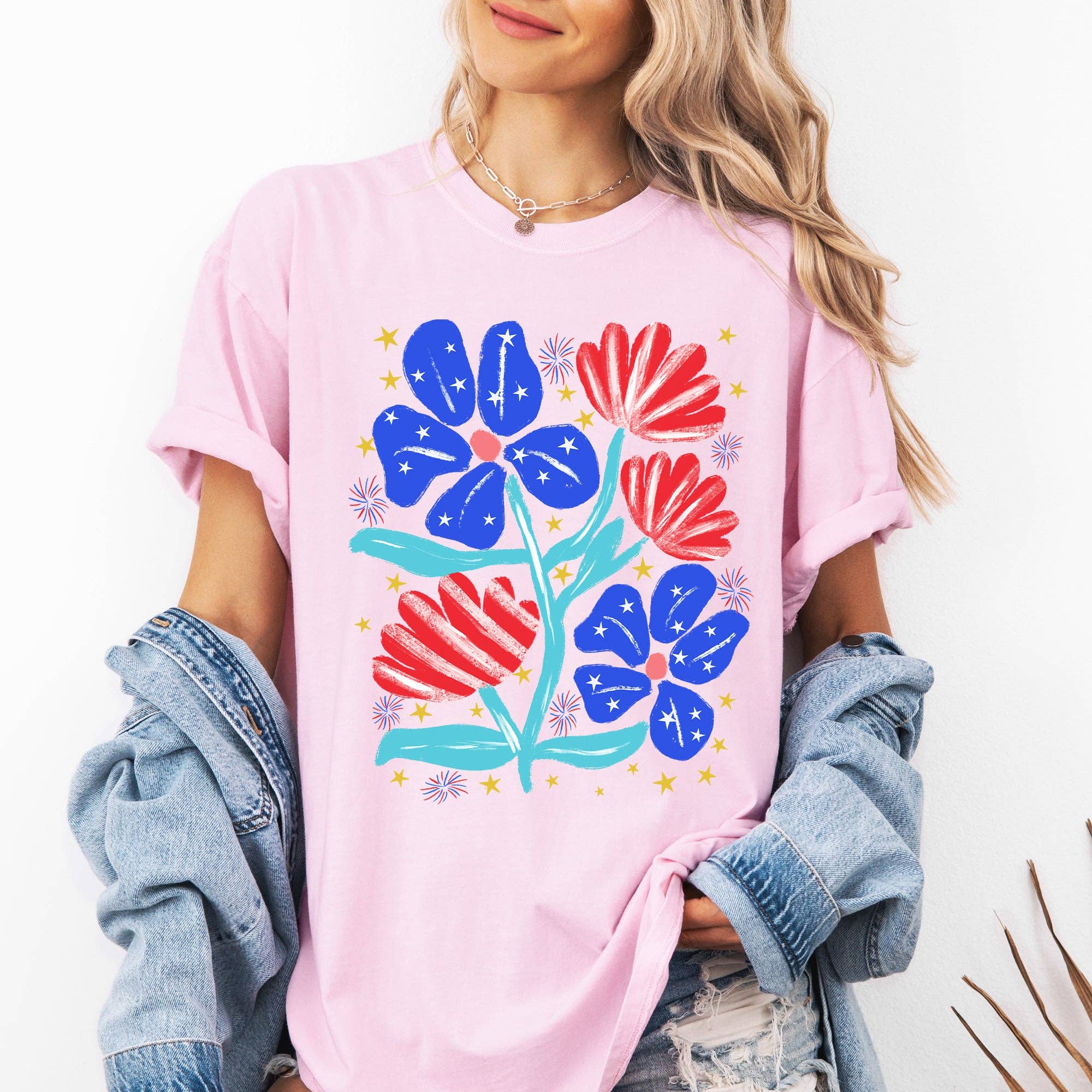 Patriotic Flowers America USA, 4th of July Tshirt