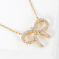 Cz Gold-Dipped Bow Rhinestone Necklace