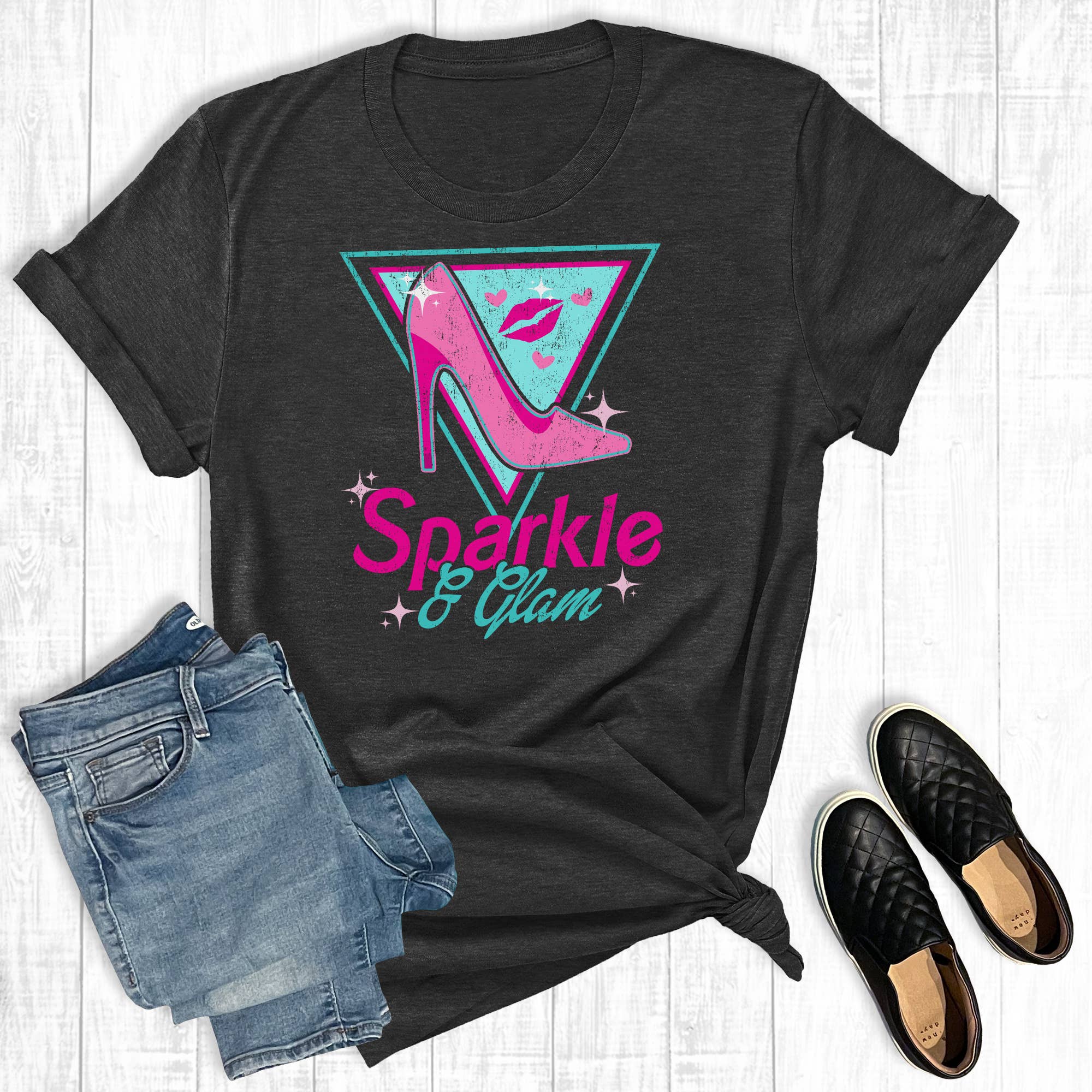 Retro Sparkle and Glam Graphic Tee