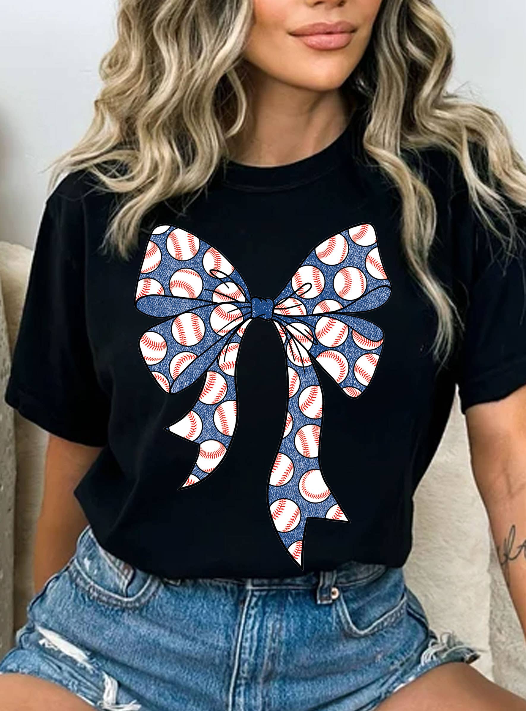 Baseball Coquette Bow Graphic Tshirts