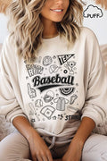 Baseball Icons Puff Graphic Brushed Sweatshirts