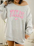 Texas Gingham Heart Gray Flashdance Sweatshirt