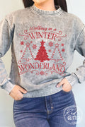 Winter Wonderland Glitter Mineral Graphic Brushed Sweatshirt