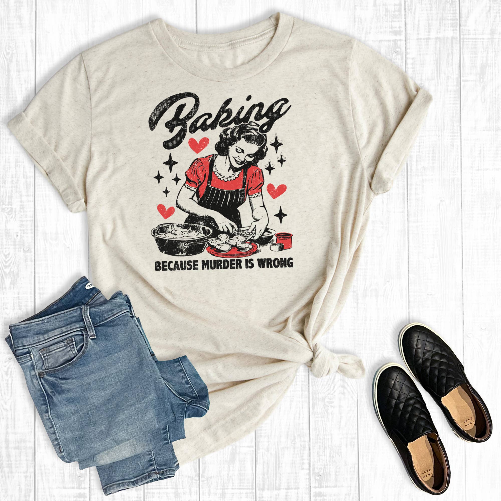 Funny Baking Because Murder Is Wrong Graphic Tee