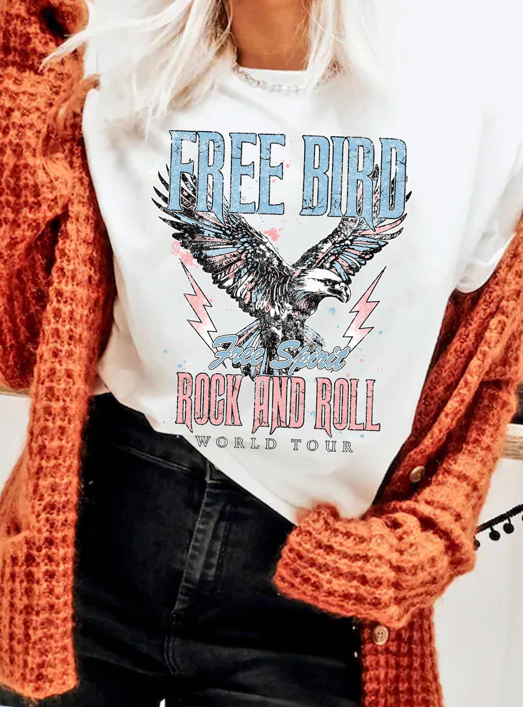 Free Bird Spirit Rock and Roll Eagle Graphic T-Shirts