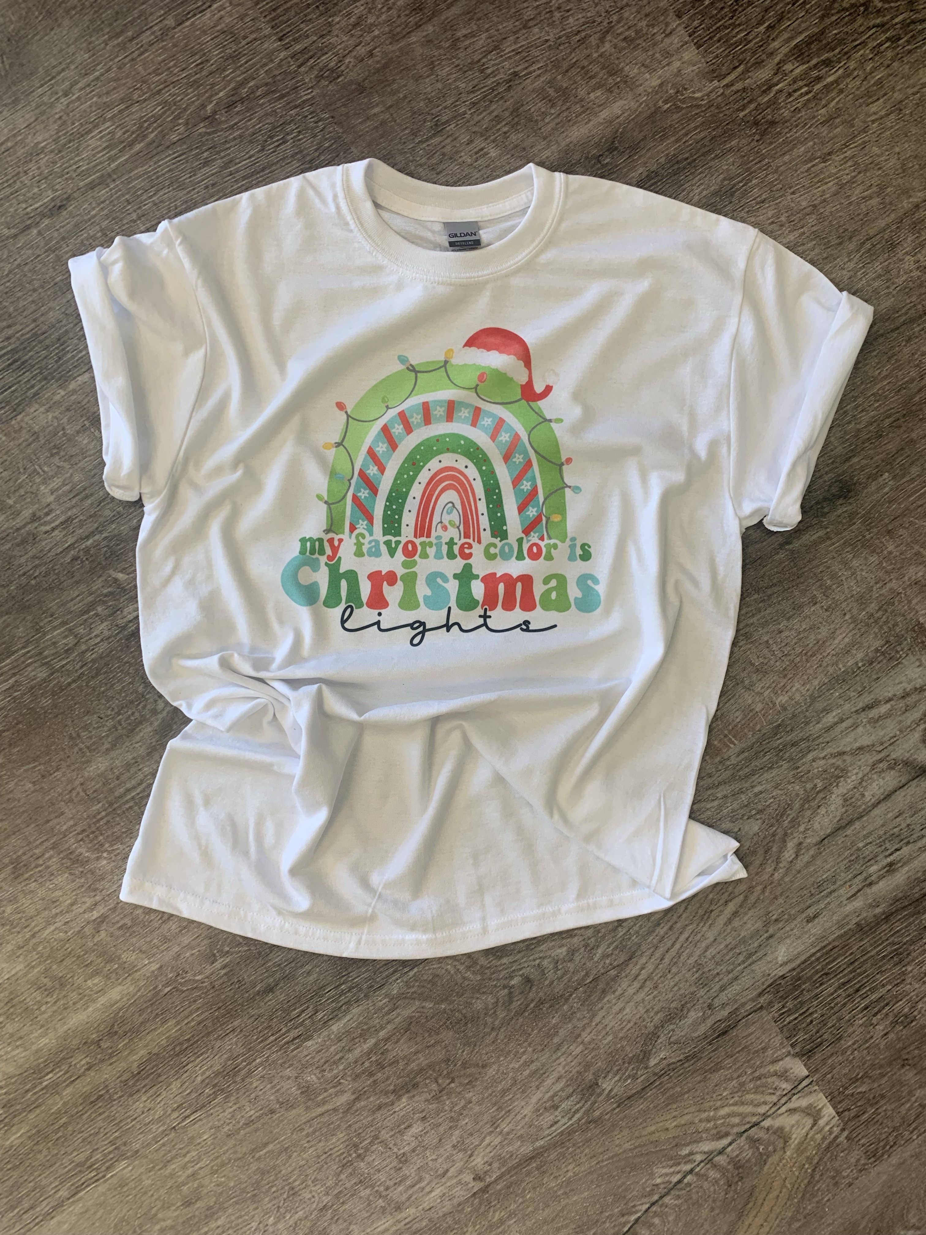 My Favorite Color Is Christmas Lights On White Tee