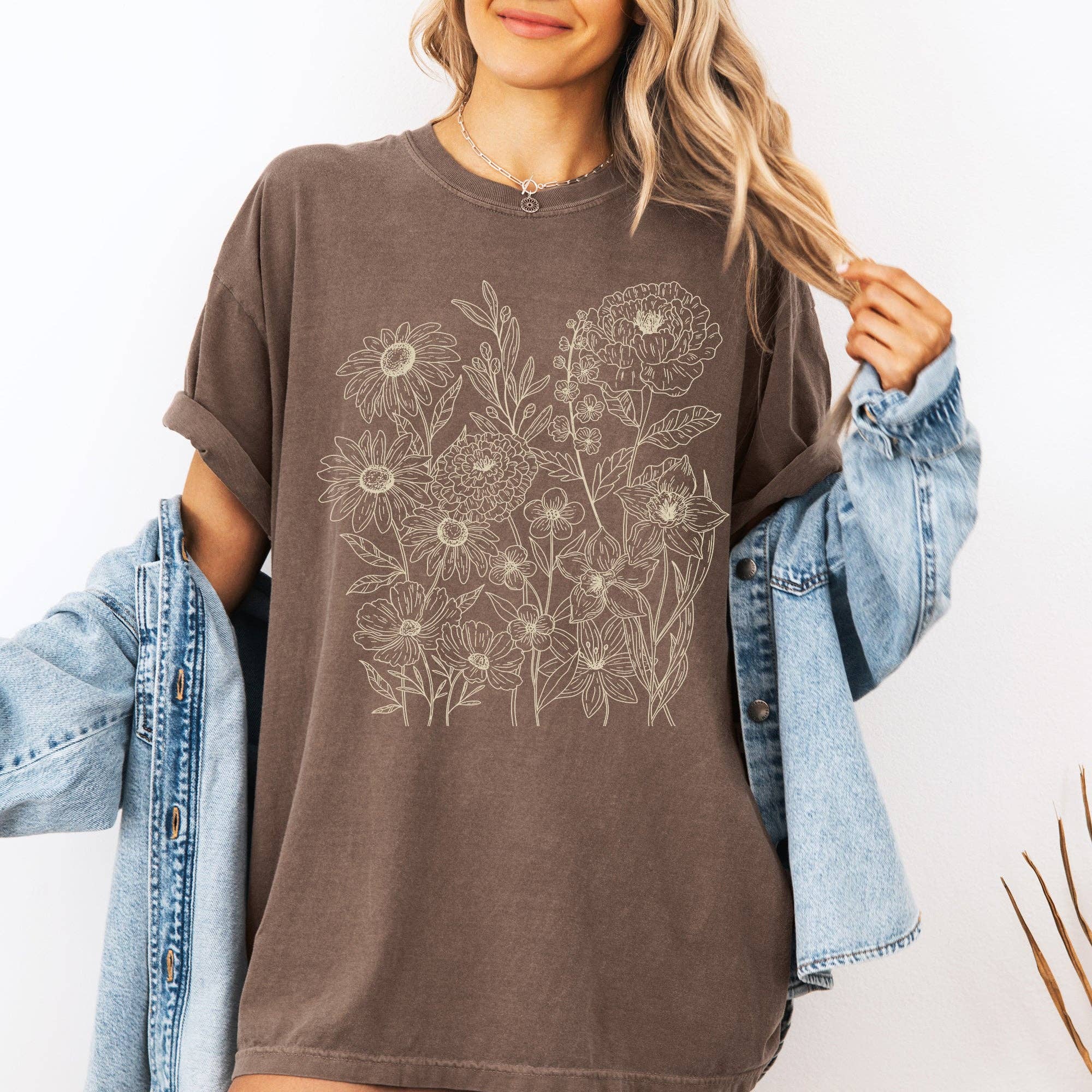 Vintage Wildflowers Summer Minimalist Comfort Colors T-Shirt