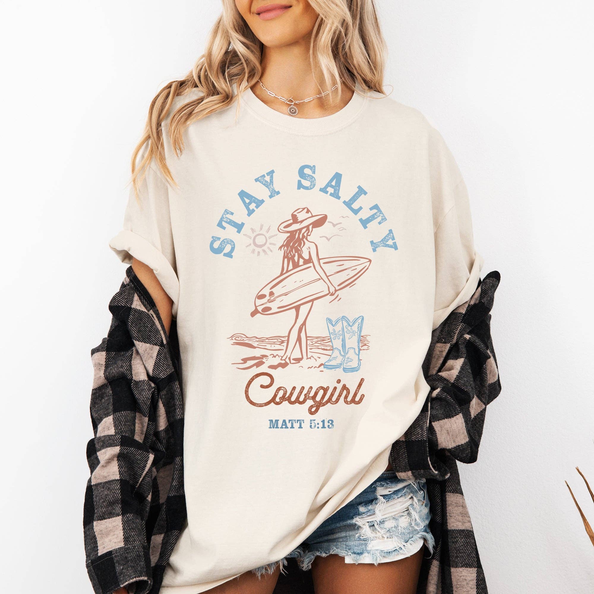 Stay Salty Cowgirl, Matthew, Faith Beach, Summer T-Shirt