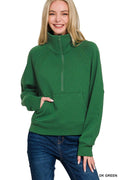 ..SI-27205 Fleece Half Zip Kangaroo Pocket Sweatshirts