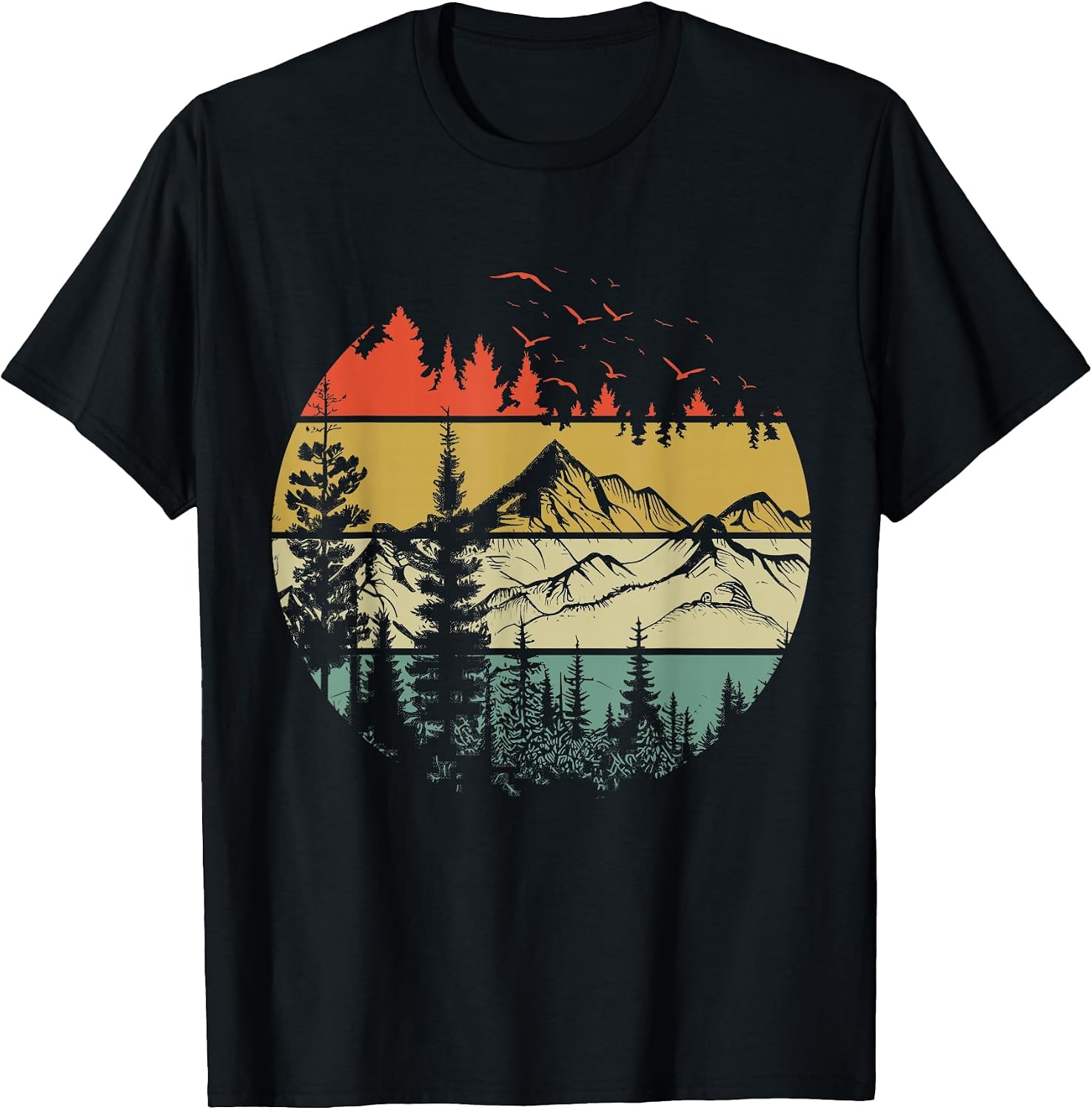 Retro Forest Trees Outdoors Nature Vintage Graphic